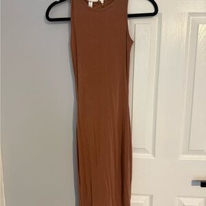 Popilush midi w shape wear Elegant Brown Sleeveless Dress